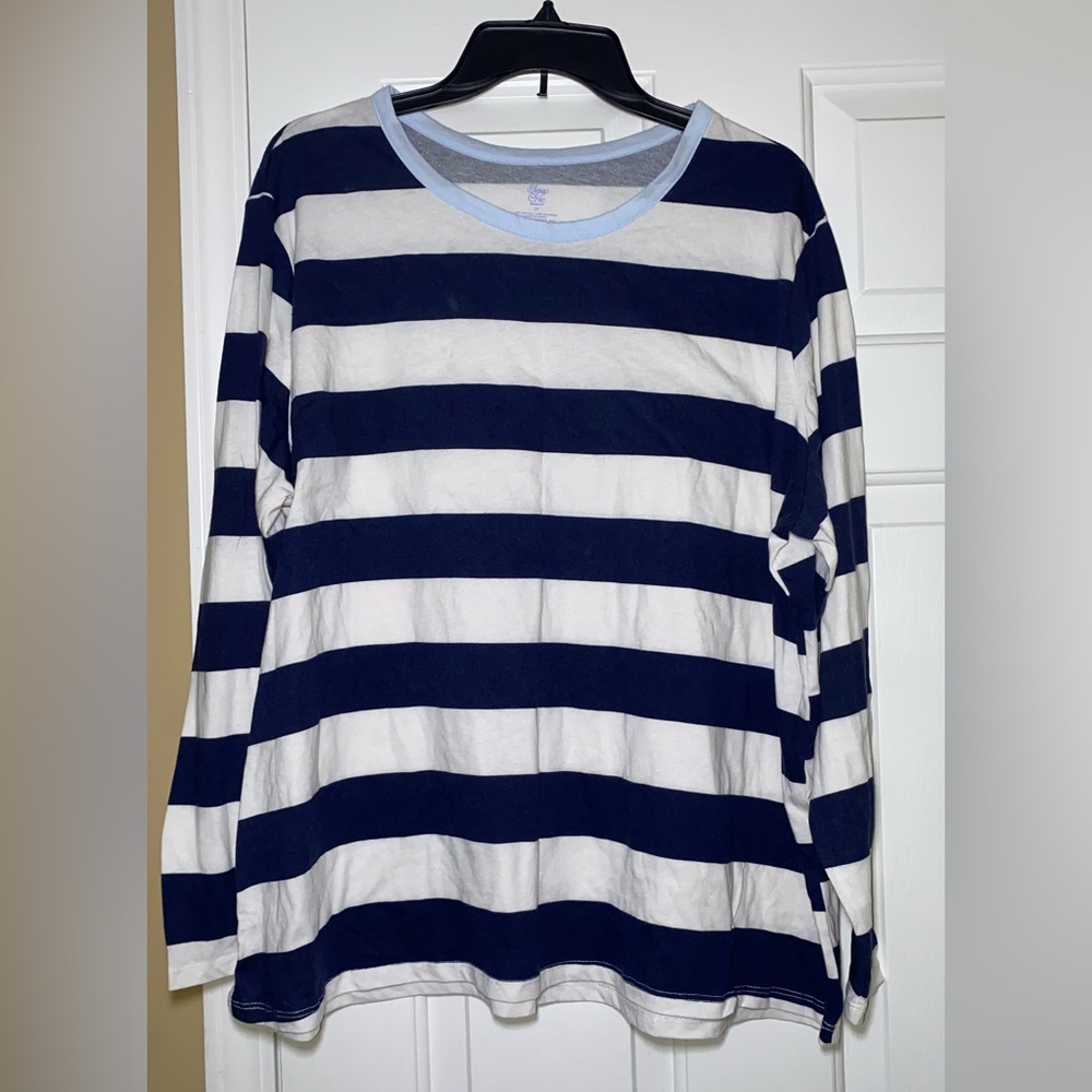 Women’s Plus Size Sleep Chic Long Sleeve Pajama T- Shirt